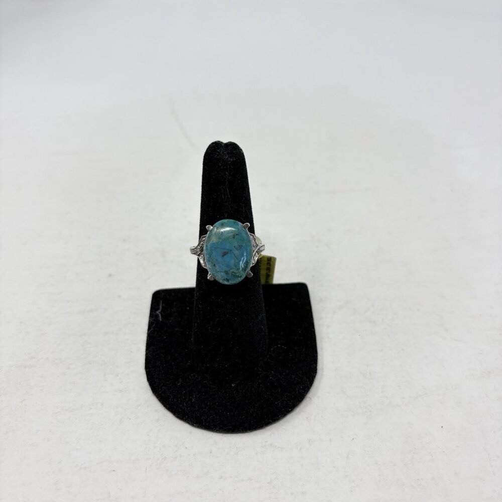 Shop LC Blue Turquoise Oval Shaped Size 7 Ring in 925 Sterling Silver 5266‎